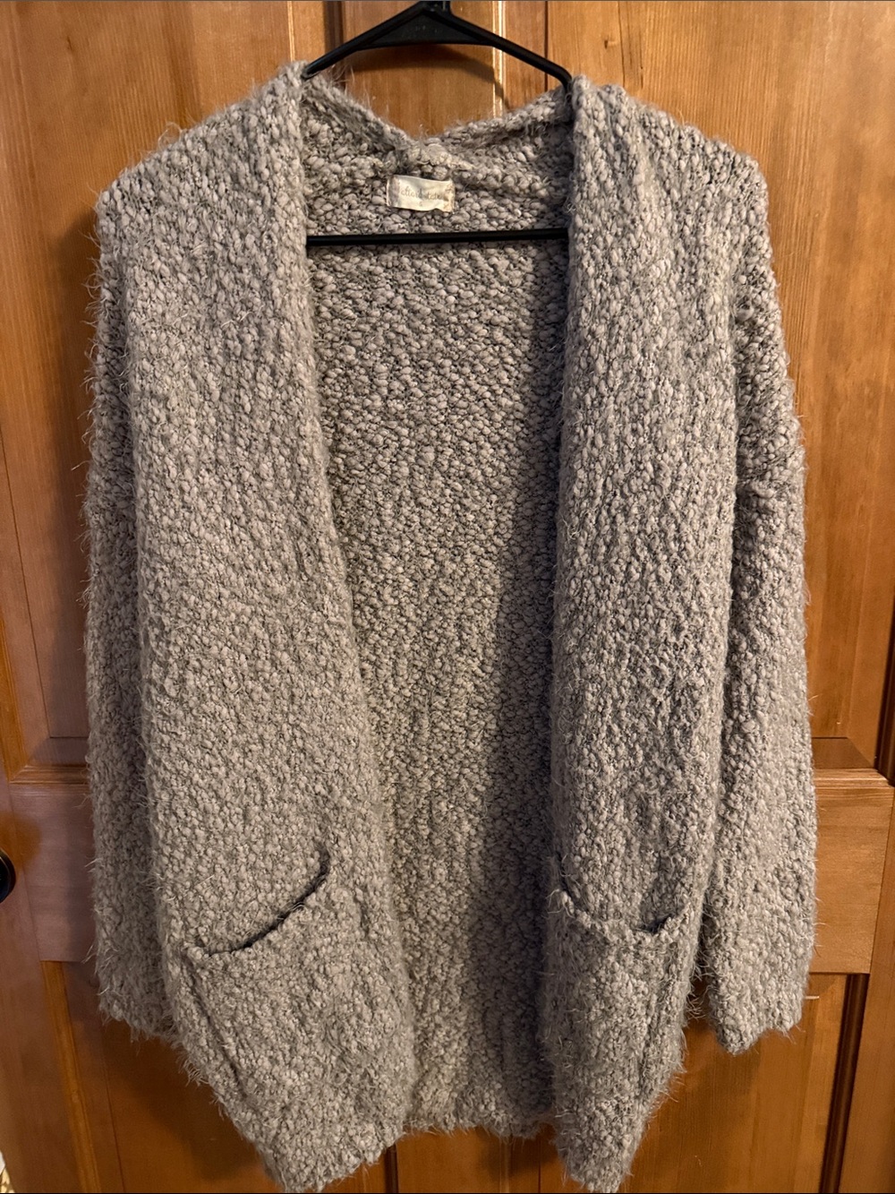 Altar'd State Gray Bouclé Open-Front Cardigan